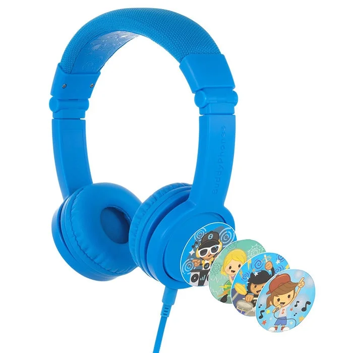 BuddyPhones Explore+ On-Ear Headset with Mic for Kids - Cool Blue