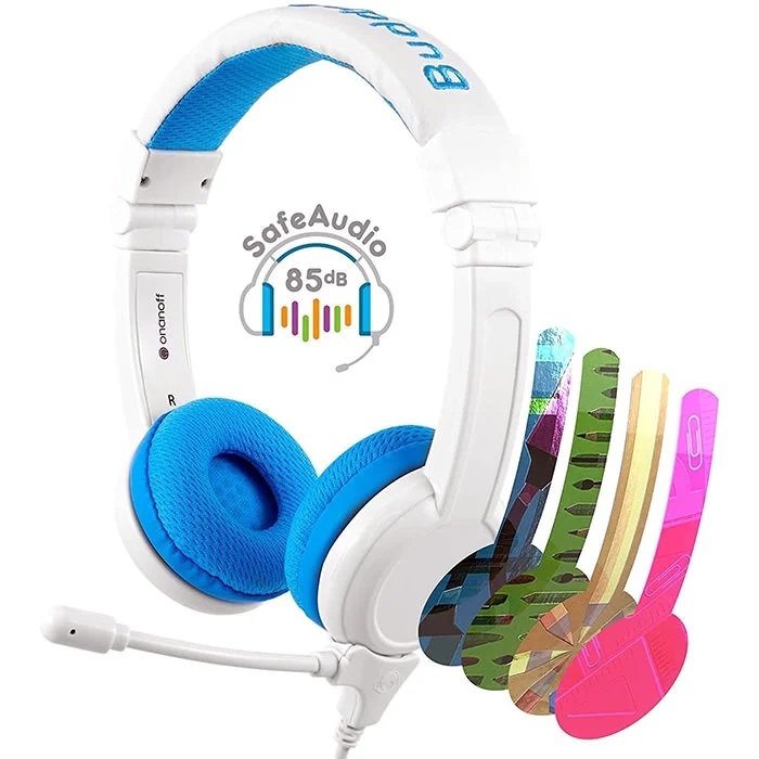 BuddyPhones School+ On-Ear Headset with Mic for Kids - Blue