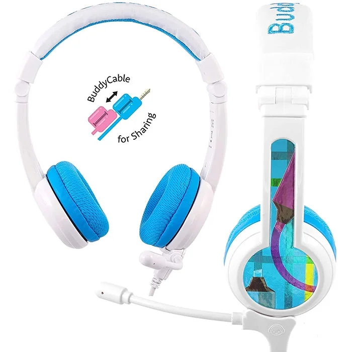 BuddyPhones School+ On-Ear Headset with Mic for Kids - Blue