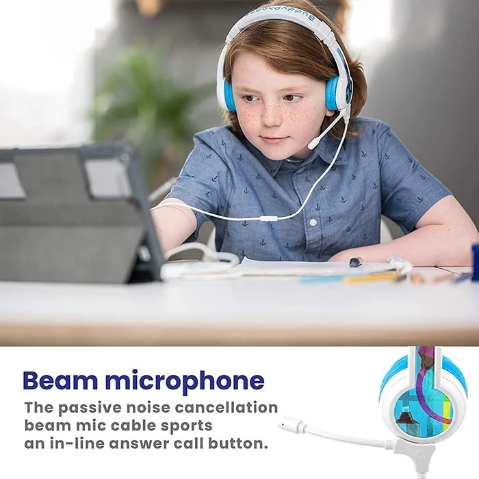 BuddyPhones School+ On-Ear Headset with Mic for Kids - Blue