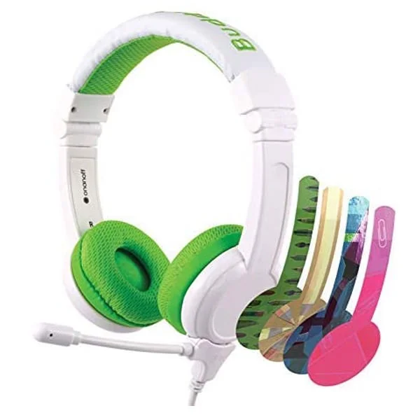 BuddyPhones School+ On-Ear Headset with Mic for Kids - Green