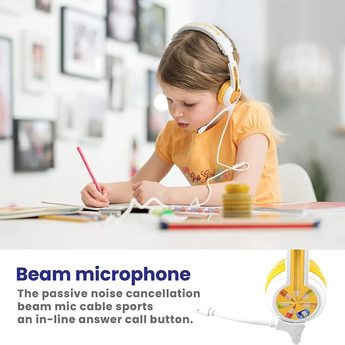 BuddyPhones School+ On-Ear Headset with Mic for Kids - Yellow