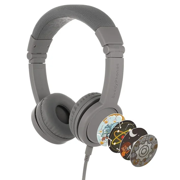 BuddyPhones Explore+ On-Ear Headset with Mic for Kids - Grey Matter 