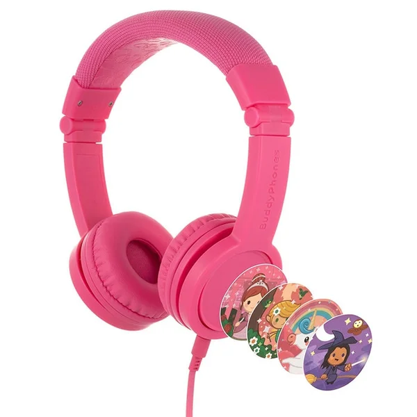 BuddyPhones Explore+ On-Ear Headset with Mic for Kids - Rose Pink