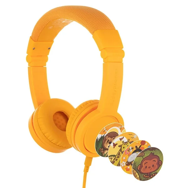 BuddyPhones Explore+ On-Ear Headset with Mic for Kids - Sun Yellow