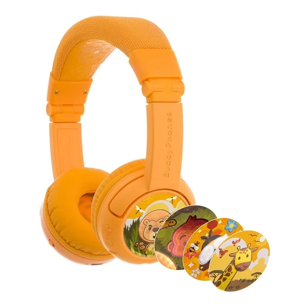 BuddyPhones Play+ Wireless Bluetooth Headphone with Mic for Kids - Sun Yellow