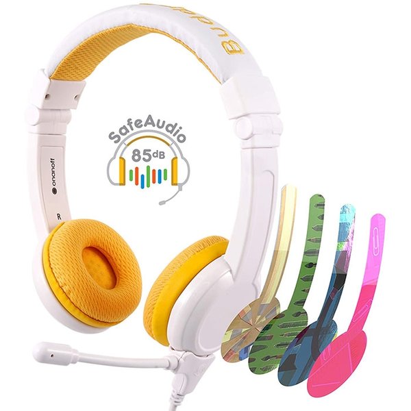 BuddyPhones School+ On-Ear Headset with Mic for Kids - Yellow