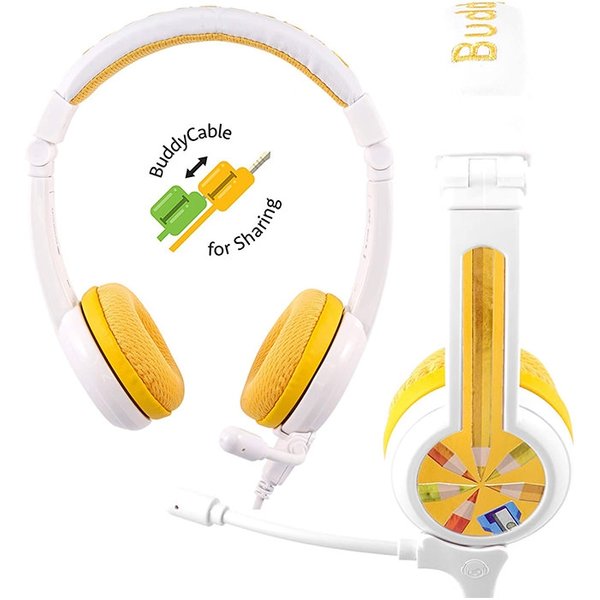 BuddyPhones School+ On-Ear Headset with Mic for Kids - Yellow