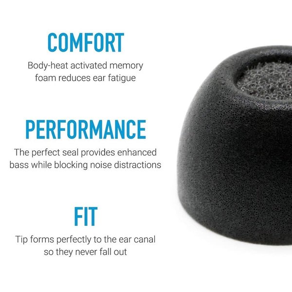 Comply TrueGrip TW-200-A Foam Eartips (for Aukey, Samsung Galaxy Buds, Skullcandy, Soundcore, Xiaomi, etc. True Wireless)