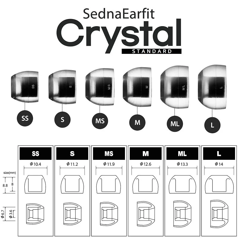 AZLA SednaEarfit Crystal Standard Liquid Silicone Rubber (LSR) Eartips