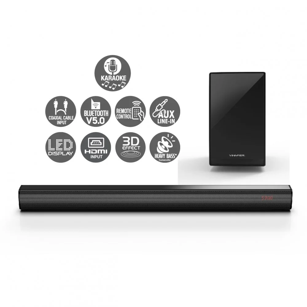 Vinnfier Hyperbar 303 BTRM 2.1 Channel Soundbar with Subwoofer