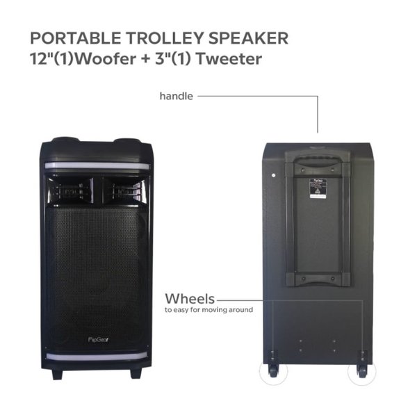 Vinnfier Tango 313 WMU Wireless Bluetooth Trolley Portable Speaker with FM Radio & Dual Wireless Handheld Microphones