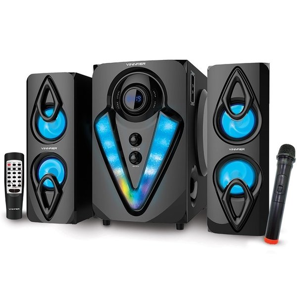 Vinnfier Champ 202 BTRM Wireless Bluetooth Multimedia Desktop Karaoke Speaker with FM Radio & Wireless Handheld Microphone Vinnfier Champ 202 BTRM Wireless Bluetooth Multimedia Desktop Karaoke Speaker with FM Radio & Wireless Handheld Microphone