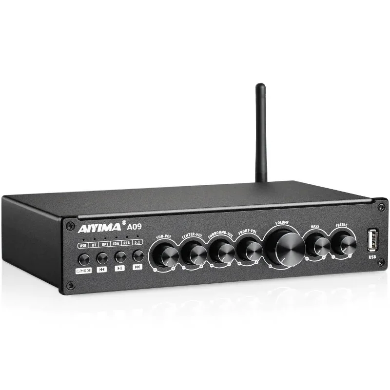 AIYIMA A09 Wireless Bluetooth Digital Desktop DAC & 5.1 Channel Surround Sound Hi-Fi Integrated Amplifier