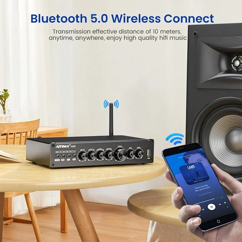 AIYIMA A09 Wireless Bluetooth Digital Desktop DAC & 5.1 Channel Surround Sound Hi-Fi Integrated Amplifier