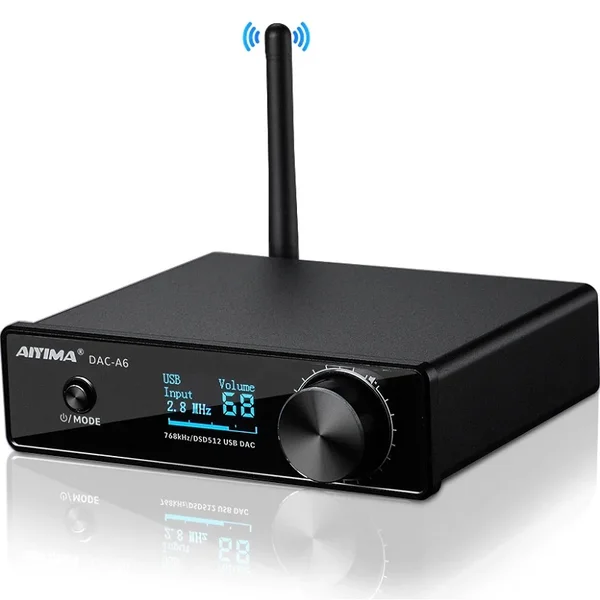 AIYIMA DAC-A6 Wireless Bluetooth Receiver/Streamer, Coaxial / Optical / USB DAC & Preamplifier