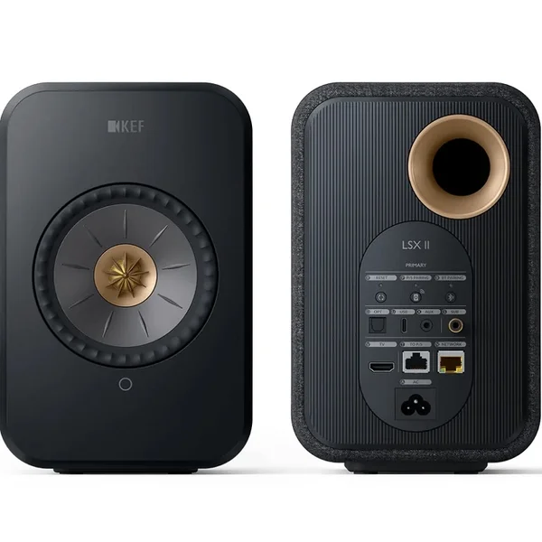 KEF LSX II MQA Multi-Room Wireless Bluetooth/WiFi Network Desktop Bookshelf Speakers (with HDMI) - Carbon Black