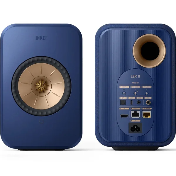 KEF LSX II MQA Multi-Room Wireless Bluetooth/WiFi Network Desktop Bookshelf Speakers (with HDMI) - Cobalt Blue