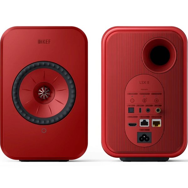 KEF LSX II MQA Multi-Room Wireless Bluetooth/WiFi Network Desktop Bookshelf Speakers (with HDMI) - Lava Red KEF LSX II MQA Multi-Room Wireless Bluetooth/WiFi Network Desktop Bookshelf Speakers (with HDMI) - Lava Red
