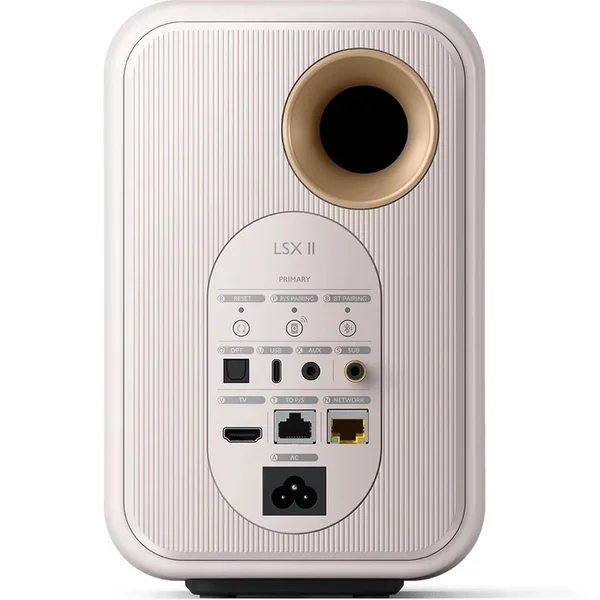 KEF LSX II MQA Multi-Room Wireless Bluetooth/WiFi Network Desktop Bookshelf Speakers (with HDMI) - Mineral White