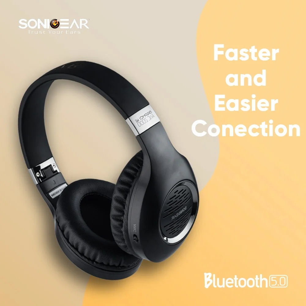 SonicGear Airphone ANC 2000 Wireless Bluetooth Active Noise-Cancelling Over-Ear Headphone with Mic