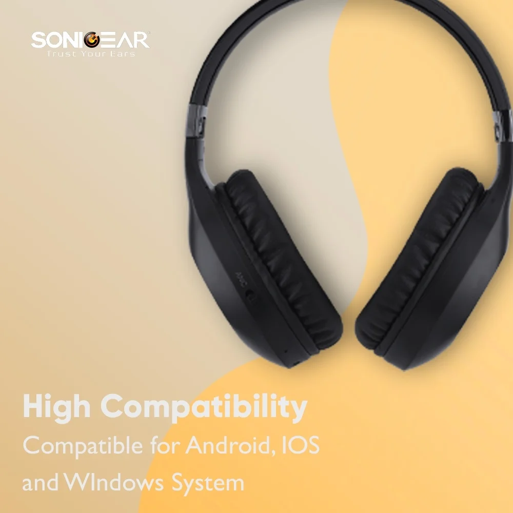 SonicGear Airphone ANC 2000 Wireless Bluetooth Active Noise-Cancelling Over-Ear Headphone with Mic