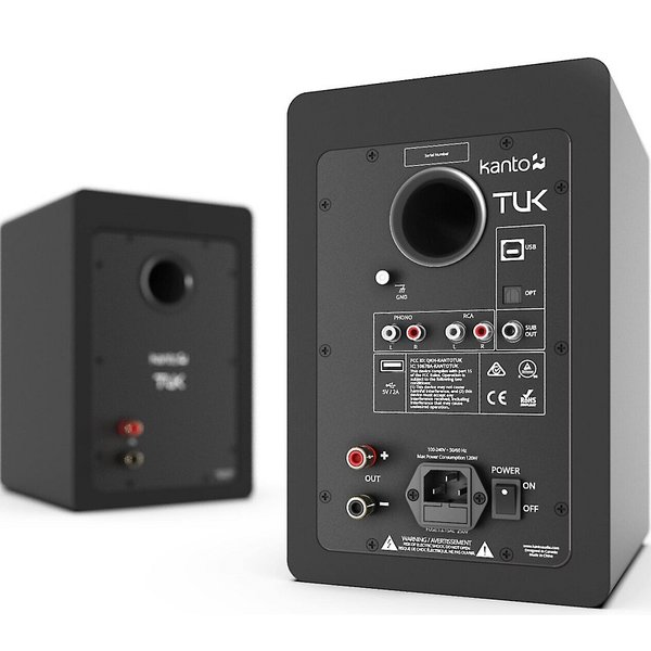 Kanto TUK Wireless Bluetooth Desktop Bookshelf Speakers (with Phono Built-in) - Matte Black Kanto TUK Wireless Bluetooth Desktop Bookshelf Speakers (with Phono Built-in) - Matte Black