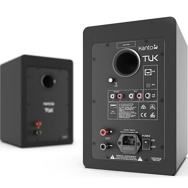 Kanto TUK Wireless Bluetooth Desktop Bookshelf Speakers (with Phono Built-in) - Matte Black