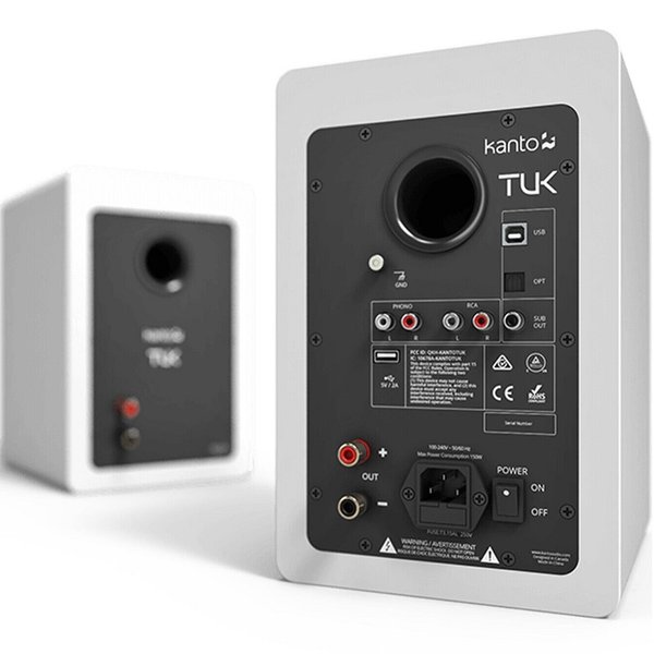 Kanto TUK Wireless Bluetooth Desktop Bookshelf Speakers (with Phono Built-in) - Matte White Kanto TUK Wireless Bluetooth Desktop Bookshelf Speakers (with Phono Built-in) - Matte White