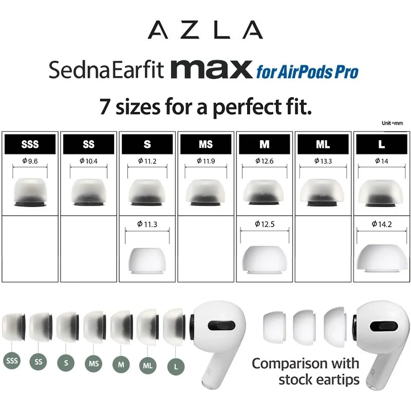 AZLA SednaEarfit MAX Medical Silicone Eartips for Apple AirPods Pro