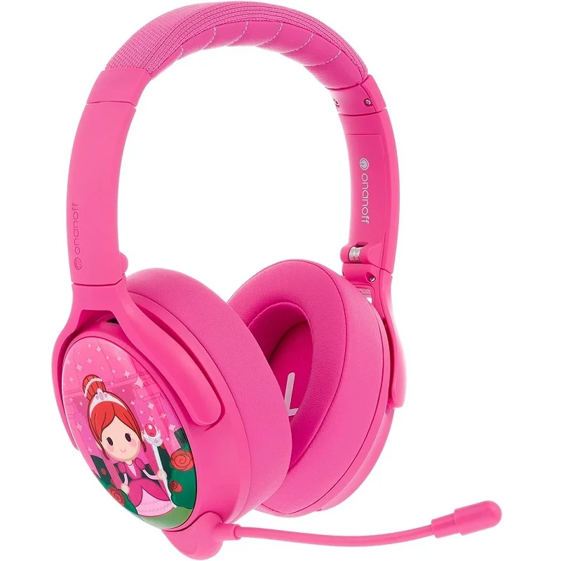 BuddyPhones Cosmos+ Wireless Bluetooth Noise-Cancelling Over-Ear Headphone with Mic for Kids - Rose Pink