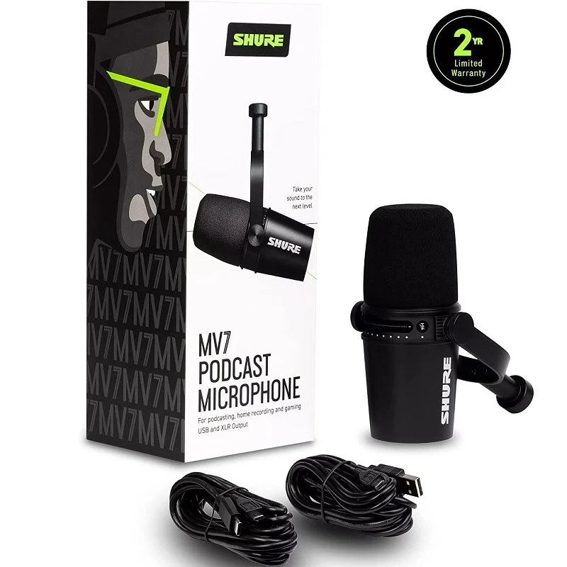 Shure MV7 Cardioid Dynamic USB/XLR Microphone - Black