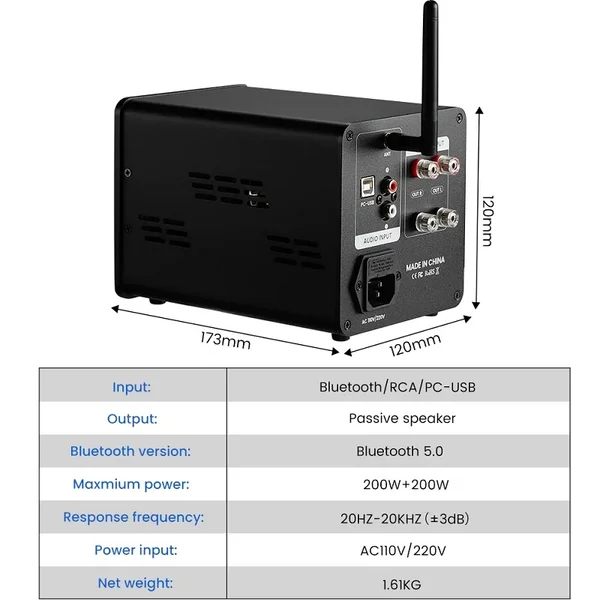 AIYIMA A200 Wireless Bluetooth Hi-Fi Integrated Amplifier