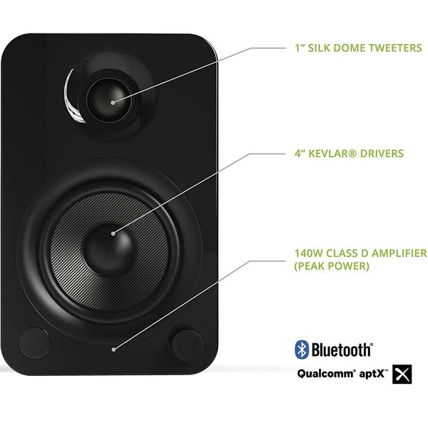 Kanto YU4 Wireless Bluetooth Desktop Bookshelf Speakers (with Phono Built-in) - Matte Black Kanto YU4 Wireless Bluetooth Desktop Bookshelf Speakers (with Phono Built-in) - Matte Black