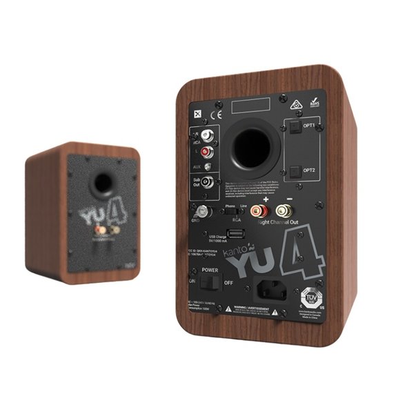 Kanto YU4 Wireless Bluetooth Desktop Bookshelf Speakers (with Phono Built-in) - Walnut Kanto YU4 Wireless Bluetooth Desktop Bookshelf Speakers (with Phono Built-in) - Walnut