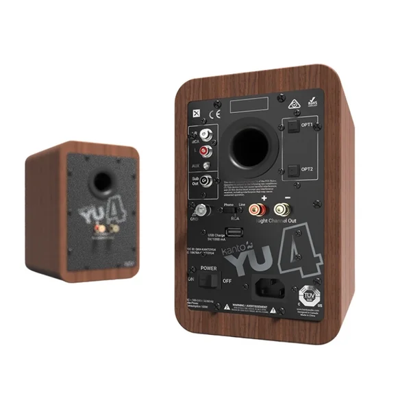 Kanto YU4 Wireless Bluetooth Desktop Bookshelf Speakers (with Phono Built-in) - Walnut
