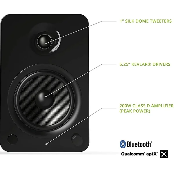 Kanto YU6 Wireless Bluetooth Desktop Bookshelf Speakers (with Phono Built-in) - Matte Black [Display Set]