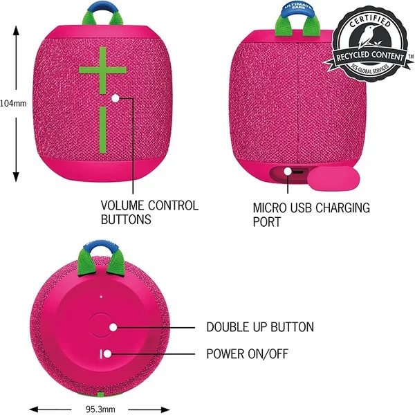 Ultimate Ears WONDERBOOM 4 Waterproof Wireless Bluetooth Portable Speaker - Hyper Pink
