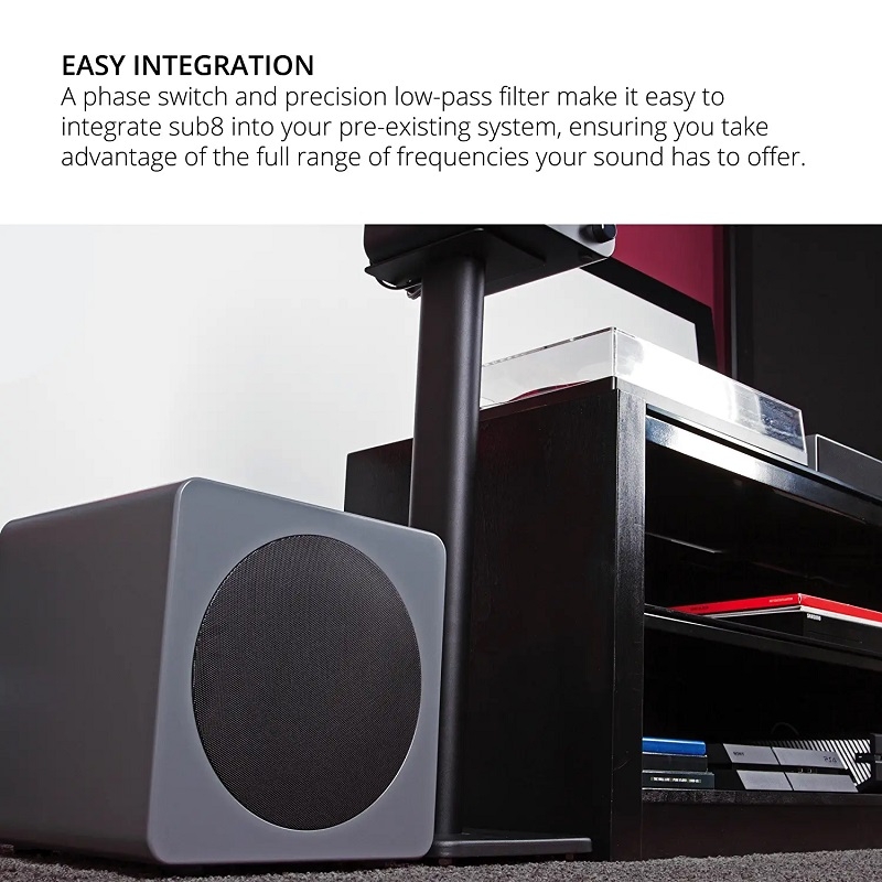 Kanto SUB8VMW 8-inch Sealed Powered Subwoofer MATTE WHITE Canada : EFLC.ca (SUB8VMW - View #2