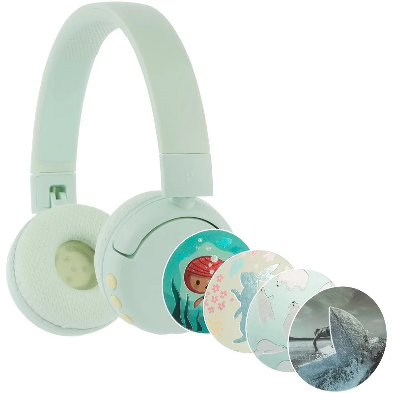 BuddyPhones POP Fun Wired/Wireless Bluetooth On-Ear Headphone with Mic for Kids - Ocean Green