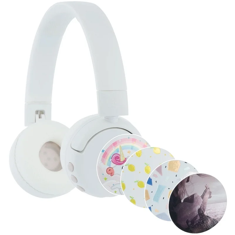BuddyPhones POP Fun Wired/Wireless Bluetooth On-Ear Headphone with Mic for Kids - Snow White