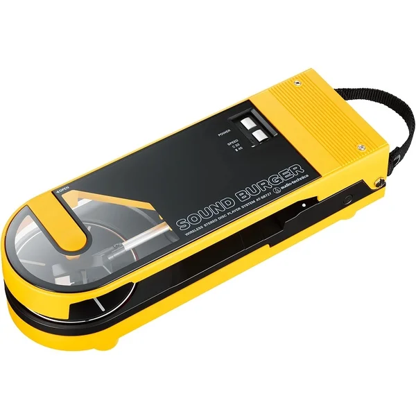 Audio-Technica Sound Burger AT-SB727 Fully Manual Wireless Bluetooth Portable Belt-Drive Turntable - Yellow