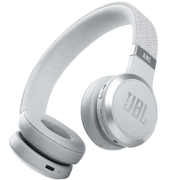 JBL Live 460NC Wireless Bluetooth Noise-Cancelling On-Ear Headphone with Mic - White