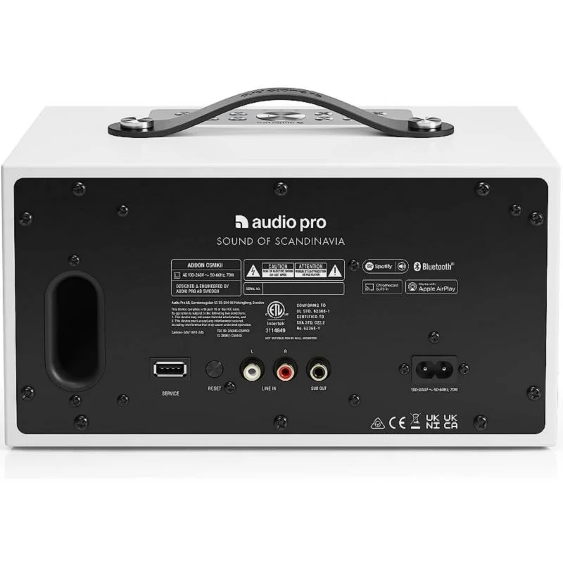 Audio Pro C5 MKII Multi-Room Wireless Bluetooth/WiFi Network Desktop Speaker - White