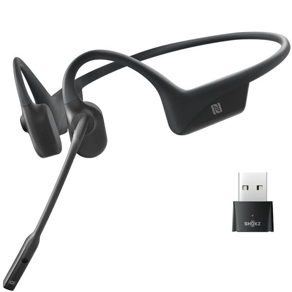 Shokz OpenComm2 UC Wireless Bluetooth Bone Conduction Headset with Boom Mic & Loop110 USB-A Wireless Adapter