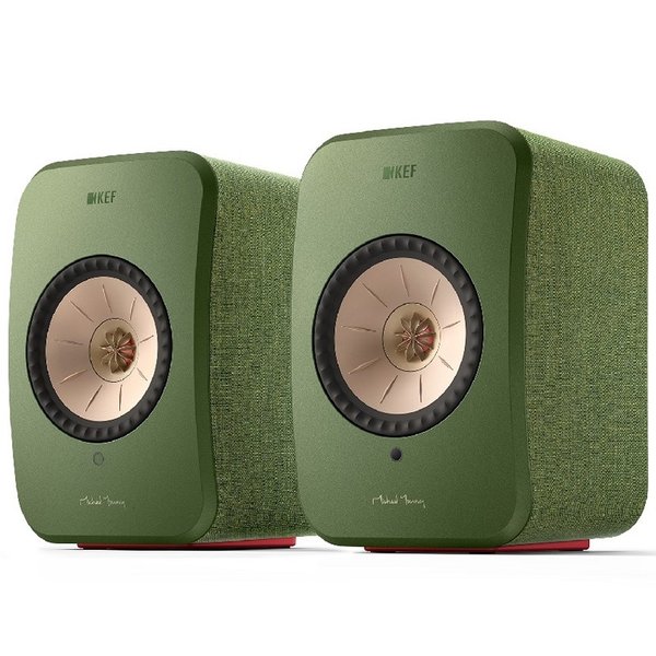 KEF LSX II MQA Multi-Room Wireless Bluetooth/WiFi Network Desktop Bookshelf Speakers (with HDMI) - Olive Green