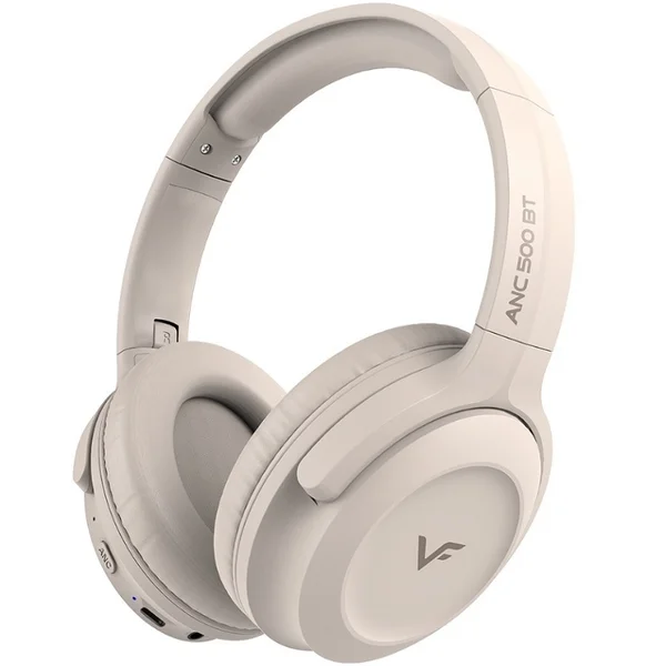 Vinnfier ANC 500 BT Wireless Bluetooth Active Noise-Cancelling Over-Ear Headphone with Mic - Beige