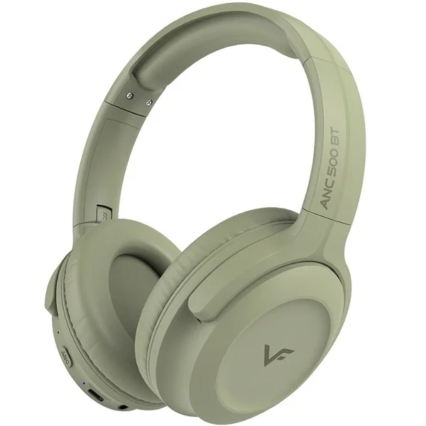 Vinnfier ANC 500 BT Wireless Bluetooth Active Noise-Cancelling Over-Ear Headphone with Mic - Earth Green