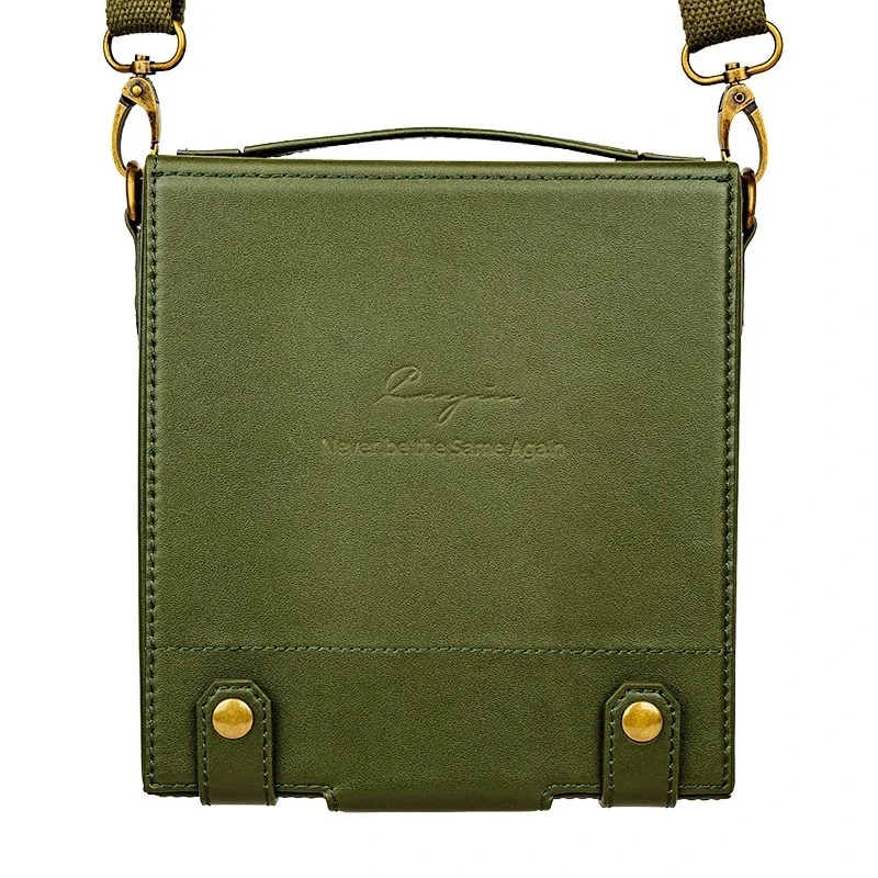 Cayin Multi-Functional Nappa Leather Carrying Case with Sling/Handle for Amplifiers, DAPs and IEMs - Olive Drab Green