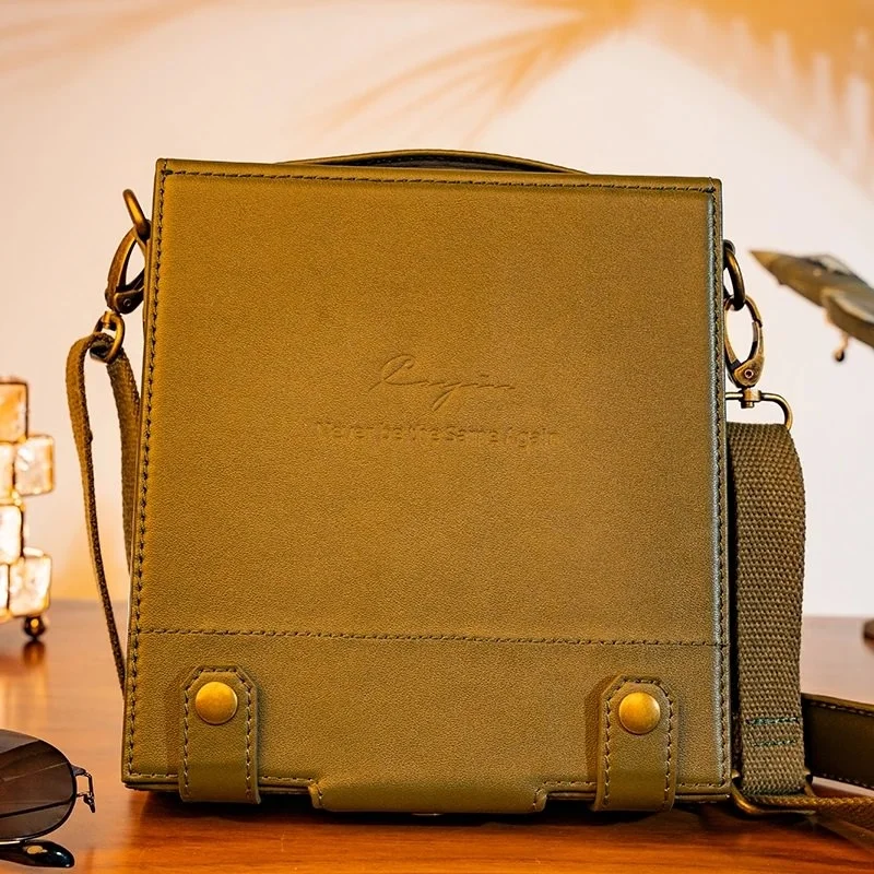 Cayin Multi-Functional Nappa Leather Carrying Case with Sling/Handle for Amplifiers, DAPs and IEMs - Olive Drab Green